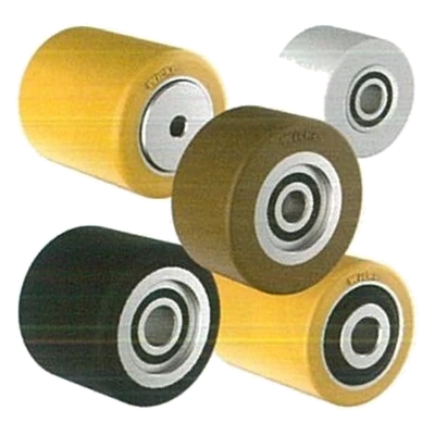 A selection of pallet wheels and rollers