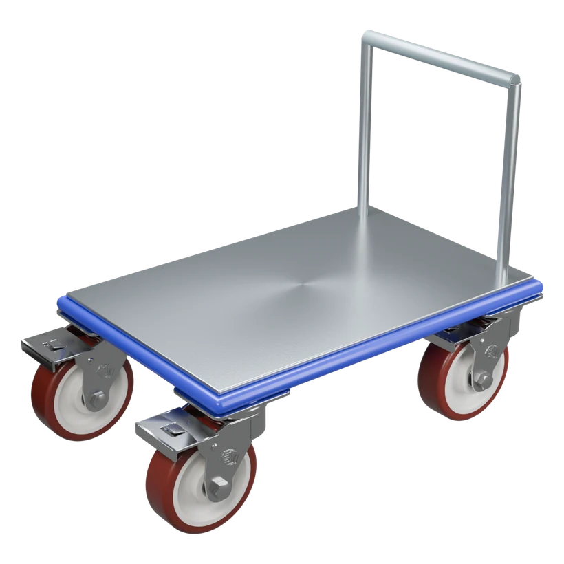 Illustrative platform trolley on four swivel castors
